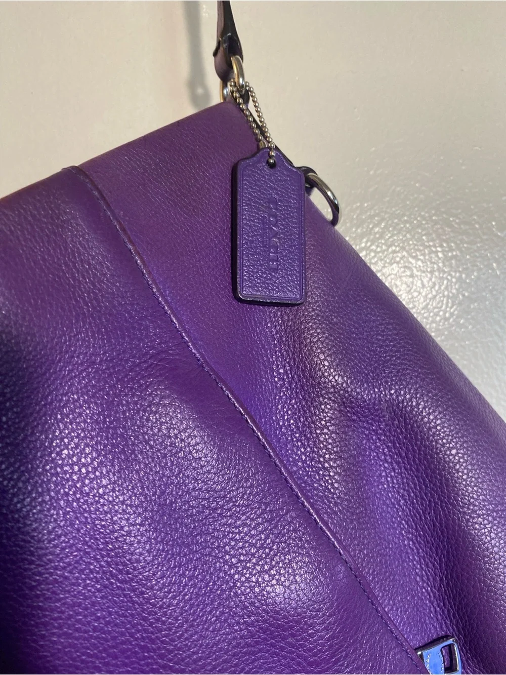 Coach Purple Pebbled Leather Hobo Shoulder Bag